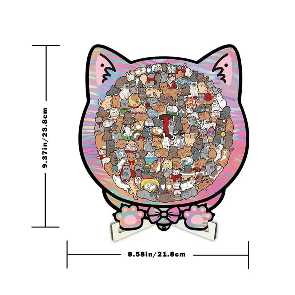 New Cat Puzzle Irregular Puzzle Toy Ornaments Colorful Wooden Home Decorations Jigsaw Puzzle Game Birthday Gifts