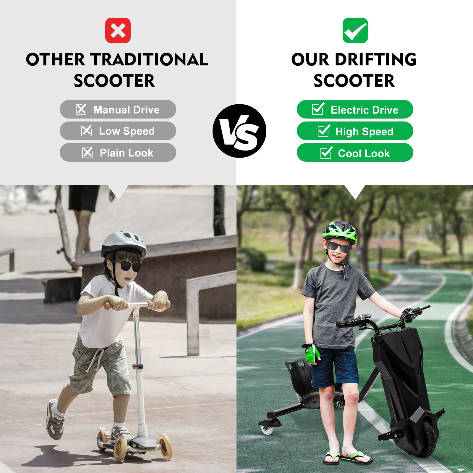 Drift Scooter 360° Kinder E-Scooter Drifting GoKart Drifter