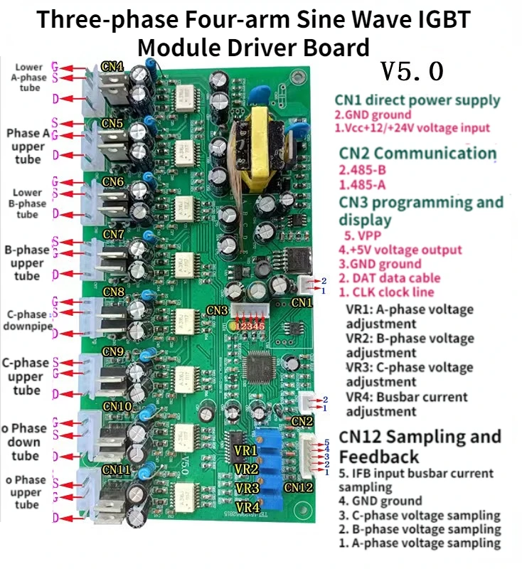 

Three-phase Four-arm Sine Wave IGBT Module Driver Board