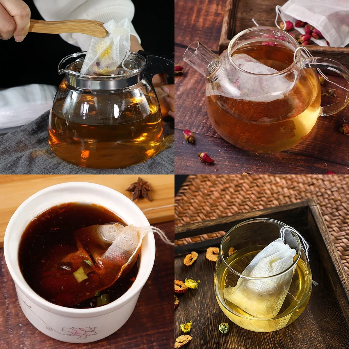 Disposable Tea Filter Bags Disposable Tea Bags Tea Filter Bags 100 Pack Empty Tea Bags Eco-Friendly Degradable Disposable Diffuser Loose Coffee Spice Herbs Teabags