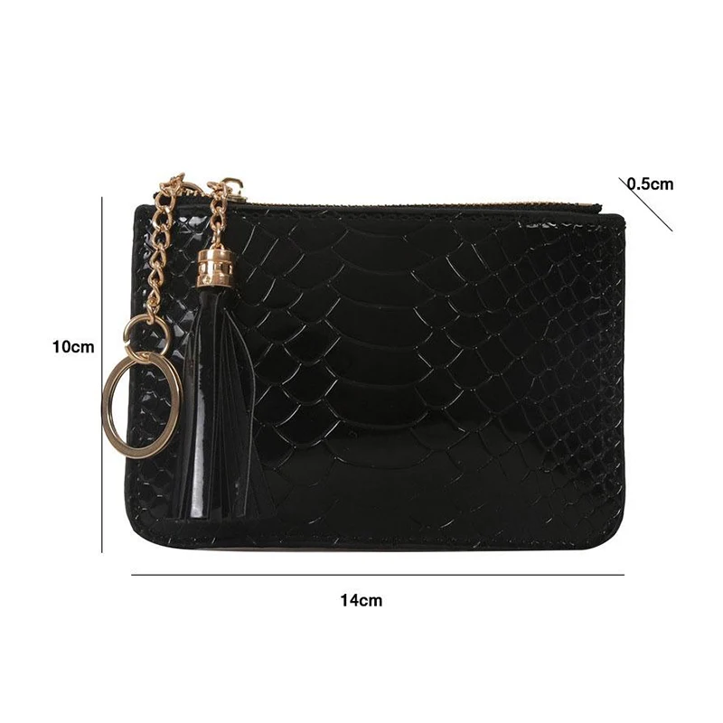 1PC Crocodile Print Laser Color PU Leather Tassel Retro Women's Wallet Card Holder Female Purses Lady Handbag