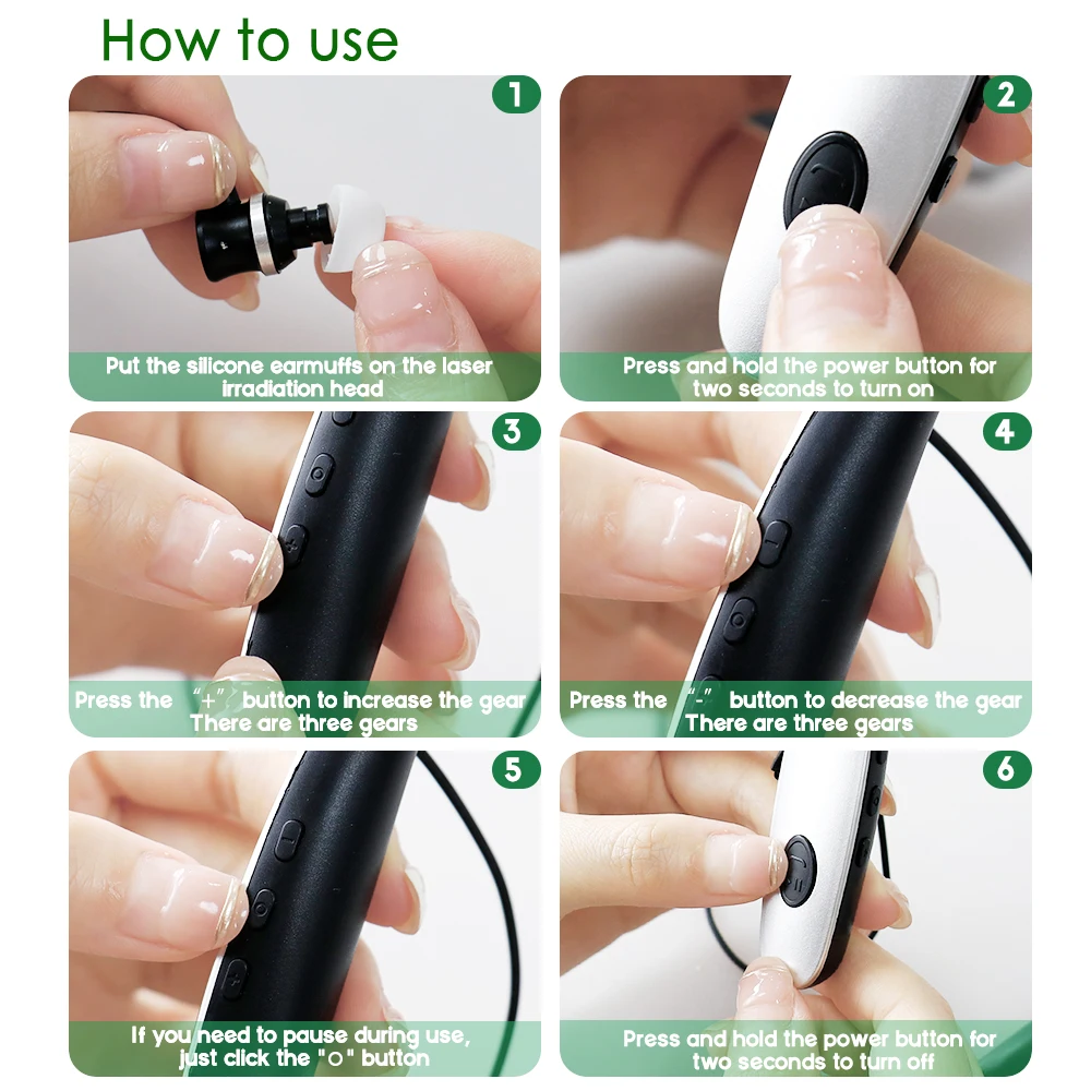 650nm Laser Therapy Ear Tinnitus Irradiation LLLT Laser Physical Ear Treatment Earplug Otitis Media Deafness Rhinitis Sinusitis