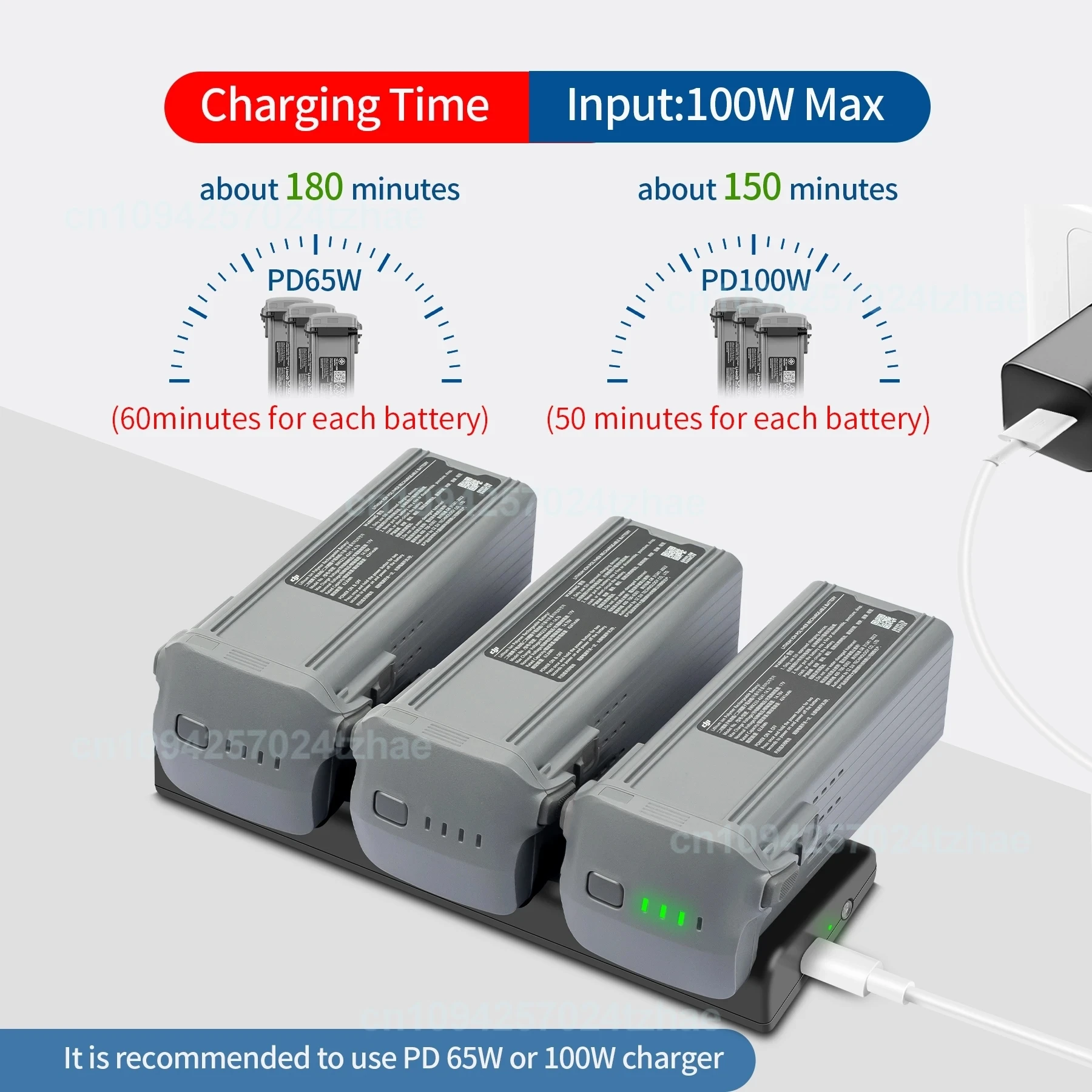 Chargeur Batterie Drone Air 3 2 Baies 17V 5A USB