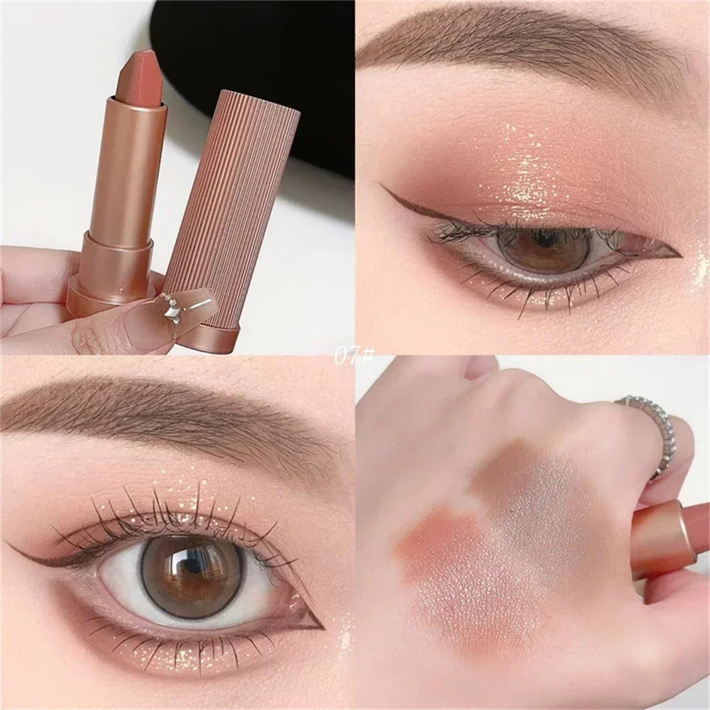 Gradient Double Color Glitter Eyeshadow Stick Pearly Lazy Highlighter Eyeshadow Pen Contouring Brighten Waterproof Eye Makeup eyeshadow stick eyeshadow pen