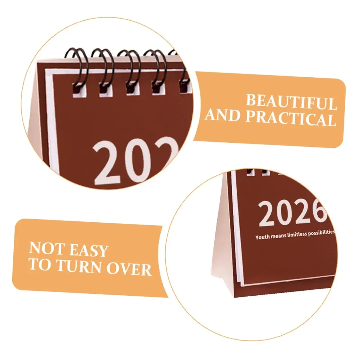 2026 Mini Simple Desk Calendar - Creative Spiral-Bound Calendar for Desktop Decoration & Office Stationery