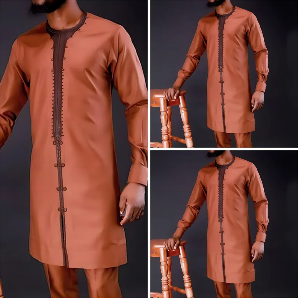 

MuslimBanquet Ethnic Style Embroidered Long-Sleeved Shirt And Pants Business Performance Daily Wear With Casual Young Men's Sui