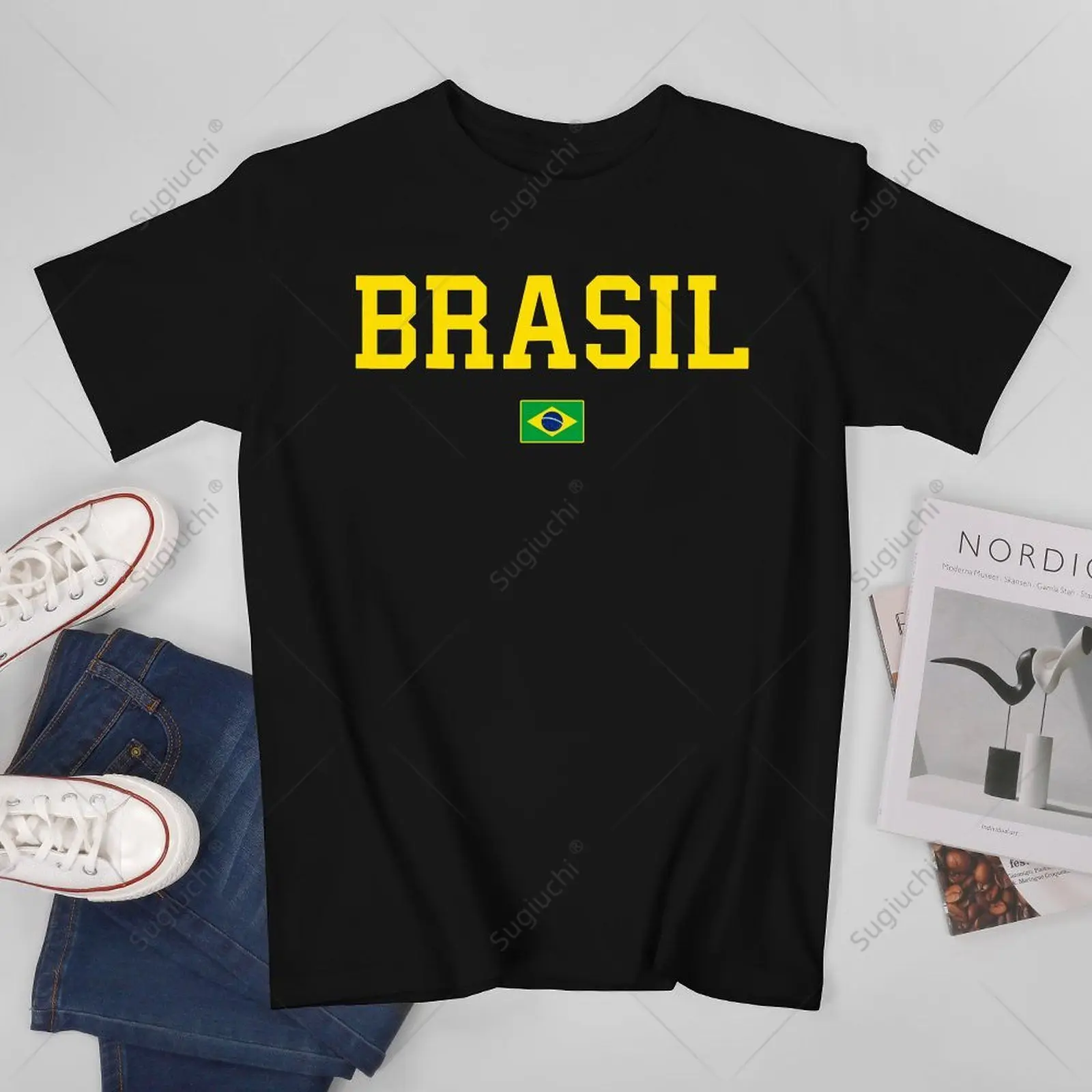 

Unisex Men Brazil Brasil Brazilian Flag Tshirt Tees T Shirts Women Boys 100% Cotton T-Shirt