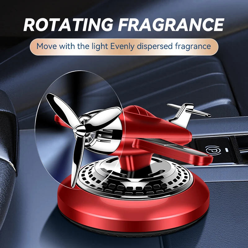 Solar-Powered Rotating Propeller Airplane Car Air Freshener & Fragrance Diffuser