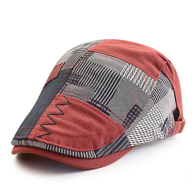 Designer Beret Hat Men Retro Newsboy Cap Patchwork Plaid Herringbone Flat Peaked Cap Women Driving Cabbie Gatsby Hat Casquette Casual Hat Beret Hat Newsboy Cap Newsboy Hat