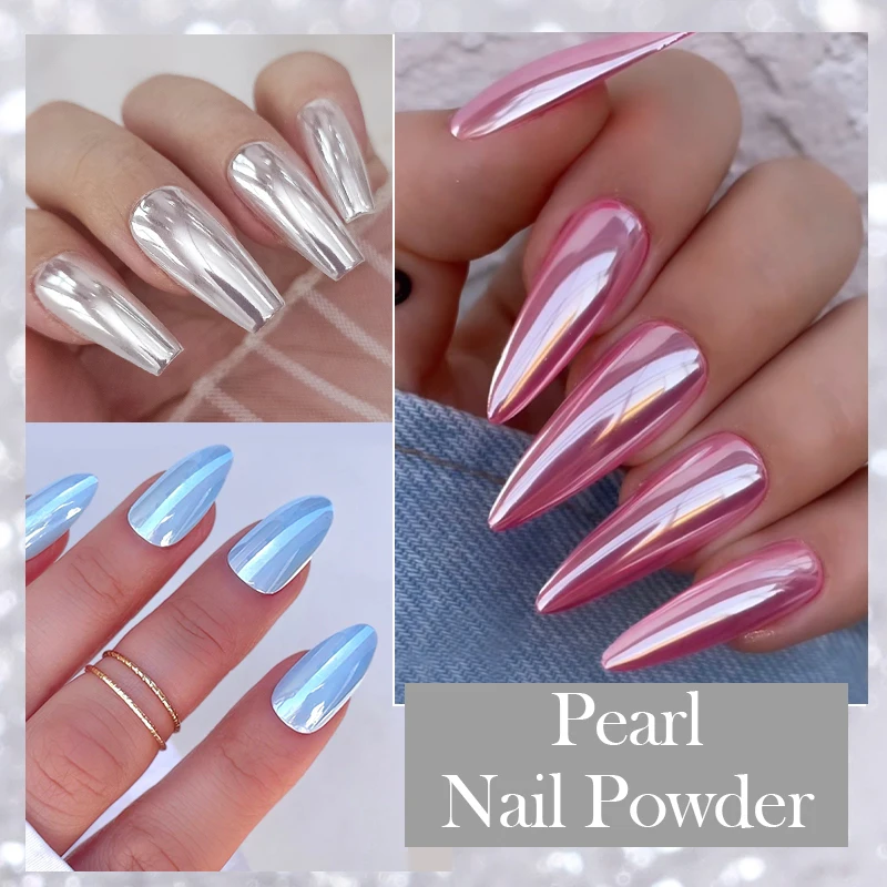 Aurora Silver Metallic Mirror Nail Powder – Chrome Glitter Effect