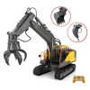 E568 RC Excavator 1:16 Alloy 12CH Engineering Car 3 in 1 Digger RC Truck 2.4G Chargeable Crawler Wireles Remote Control Car Toy 1