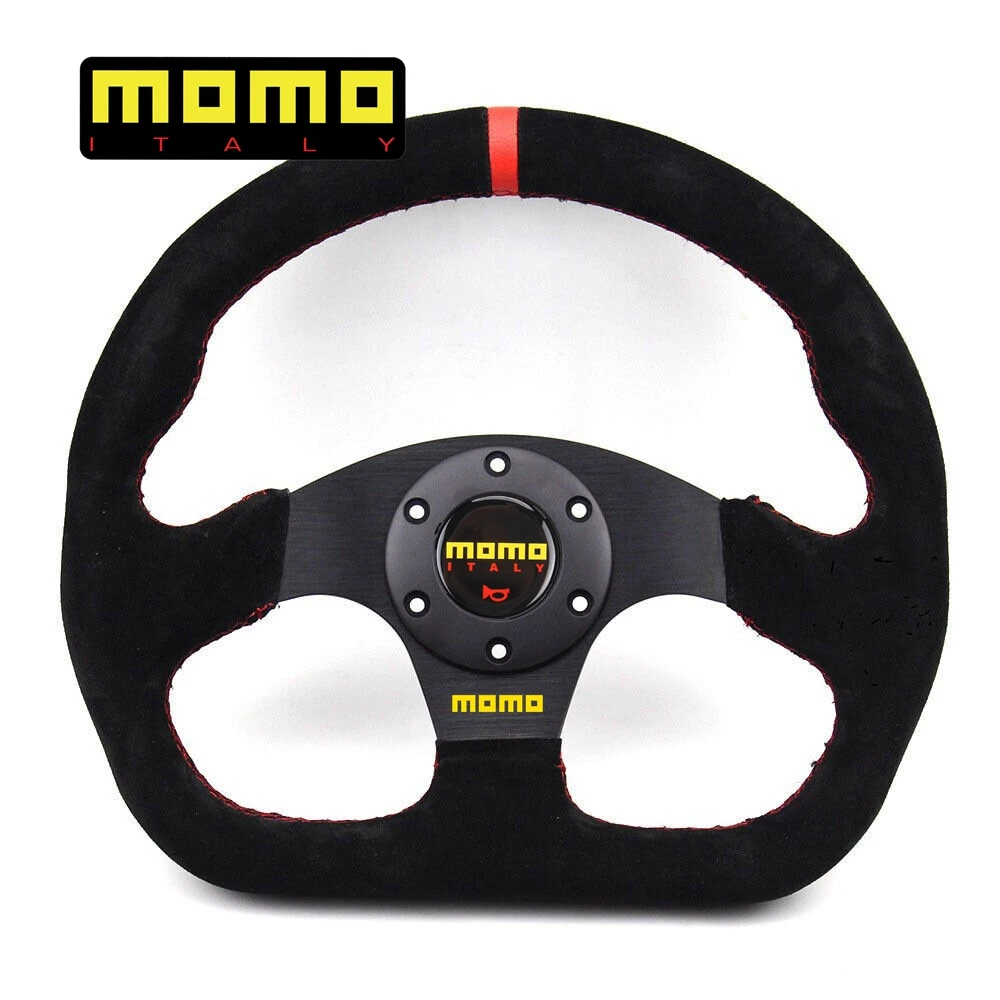 

13Inch Universal Drift Racing MOMO Steering Wheel Car JDM Rally Suede Leather Steering Wheel Volantes For VW HONDA TOYOTA BMW