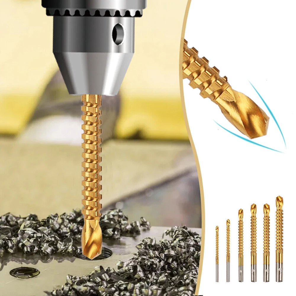 

6Pcs Hex Shank Drill Bit Set, Titanium HSS Twist Impact Drill Bit Set for Metal, Steel, Wood, Plastic, Quick Change Design