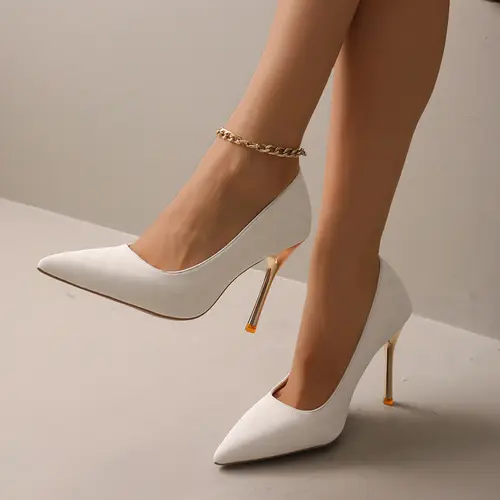 Women 10Cm Pointed Toe High Heels White Red Lady Wedding Bridal pumps Sexy fashion girl Prom Shoes Classic Black Office Shoes - Image 8