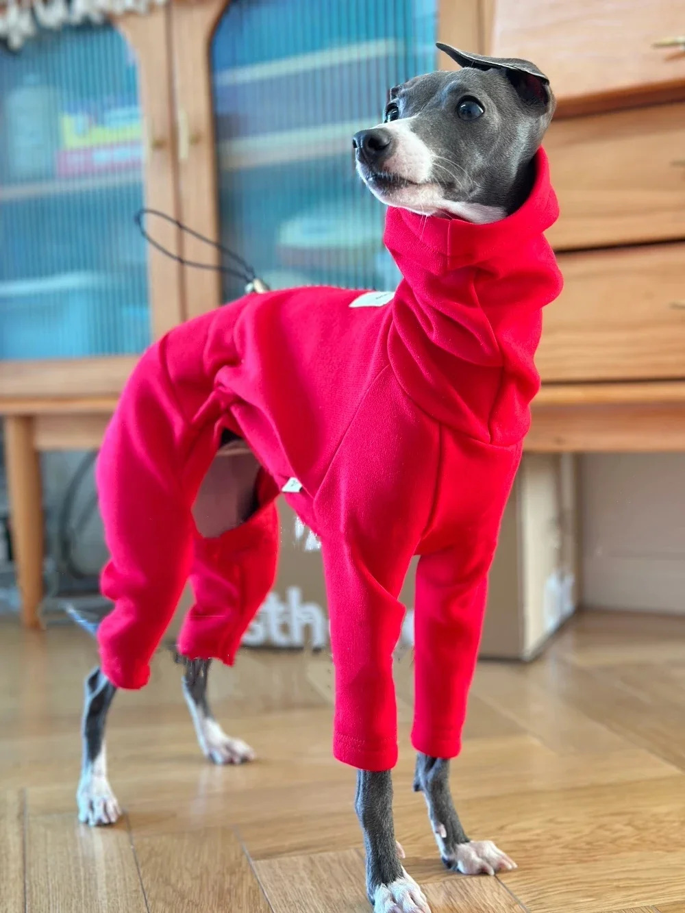 Warmer gelber Fleecepullover für Italien, Windhund, weiches 4-beiniges High-Neck-Sweatshirt, winddichter Wintermantel für Pudel, Teddy, mittelhoher Hund – Detail 12