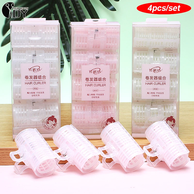 에어 앞머리 컬링 롤러 헤어 롤러, 앞머리 롤 컬러, 플라스틱 자체 접착 헤어 컬링 미용 도구, 4 개/팩