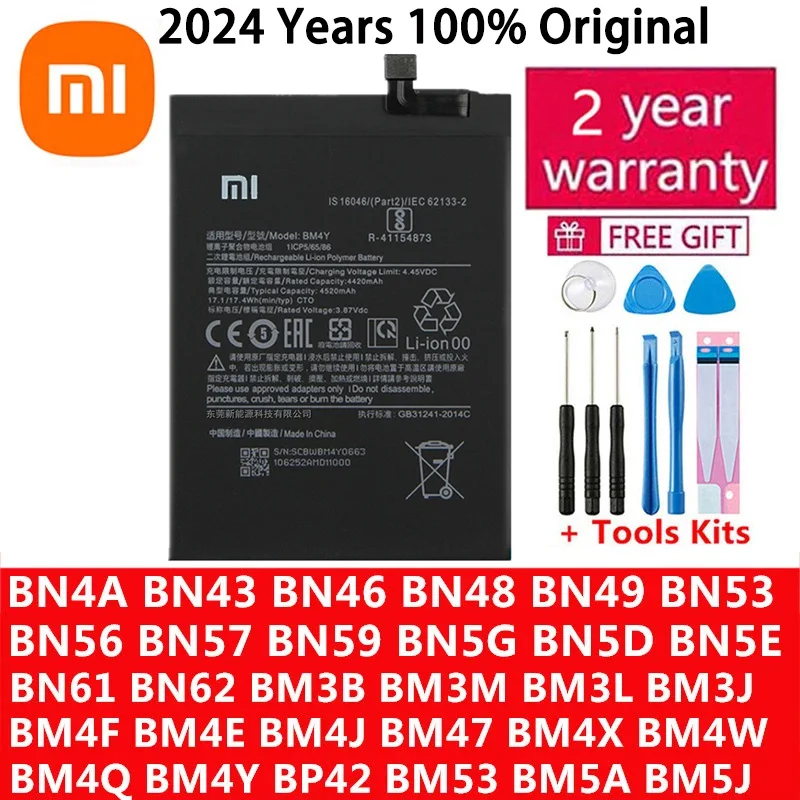 

Original Battery Xiaomi Mi Redmi Note Pocophone Poco F1 F2 F3 3 3S X3 K30 4 4X K40 5 6 7 8 8T 9 9A 9C 9T 10 10S 10T 11 Pro Lite