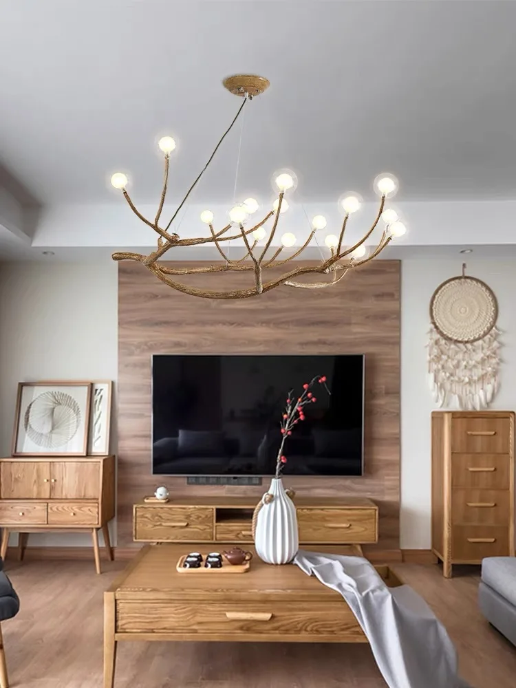 

Nordic Creative Retro Bionic Twigs Led Chandelier B&B Living Dining Room Pendant Lights Bedroom Home Decor Hanging Lamps Fixture