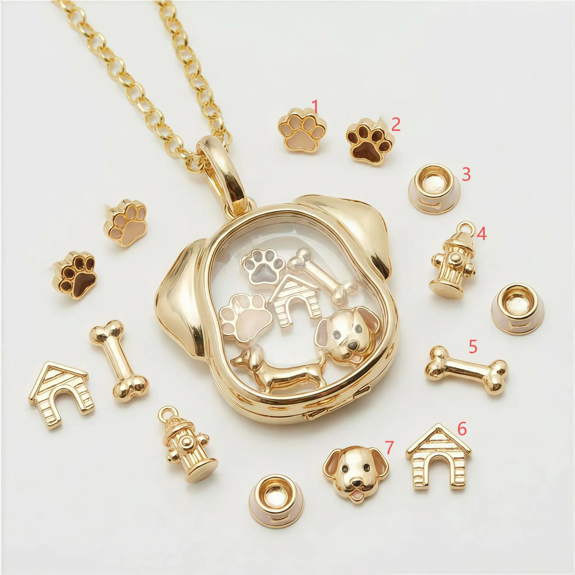 Vergoldete Kupferkette Anhänger DIY Charm-Set Haustier-Gedenk-Halskette Schmuckherstellung Geschenk für Frauen