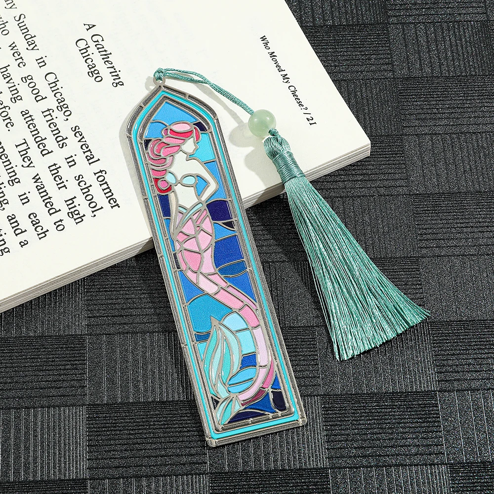 Mermaid Pane Metal Bookmark Oil Painting Style Reading Accessory Valentine's Day Gift for Wife 1pcs