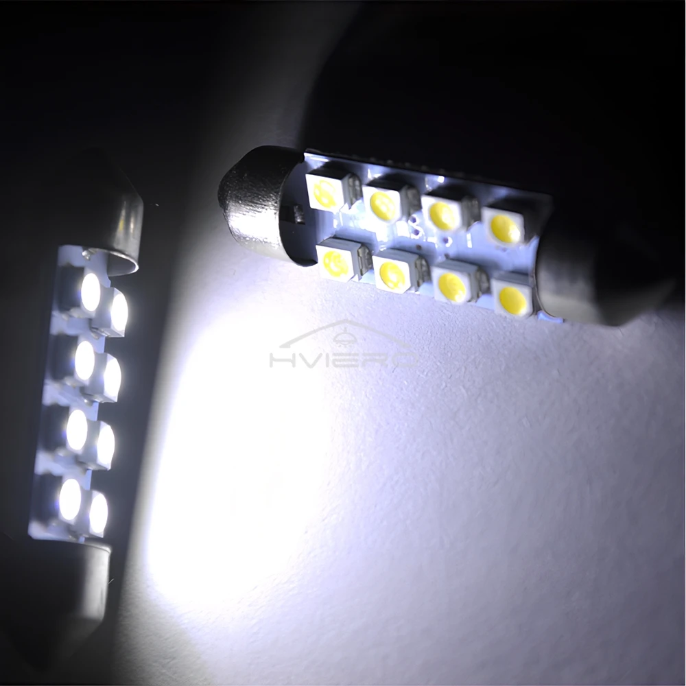 2PCS 31mm 36mm 39mm 41mm DC12V T10 흰색 3528 8SMD 독서 조명 LED 꽃줄 돔 도어 램프 꼬리 전구 장식 더블 지적