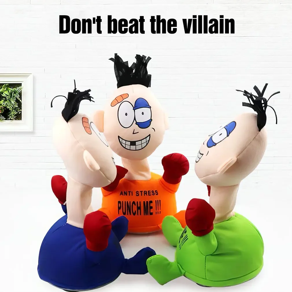 Electric Plush Toy Punch Hit Me Villain Creative Vent Decompression Toys Doll Toys for Friends Funny Children or Adult Gift