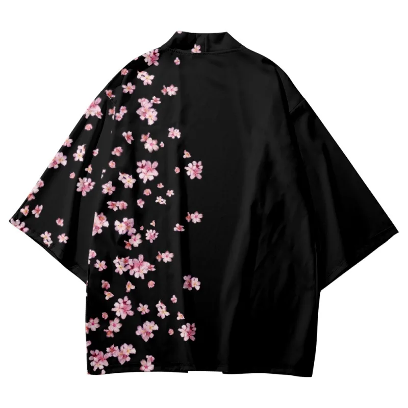 

Sakura Flowers Print Yukata Men Women Fashion Cardigan Blouse Haori Obi Asian Clothes Harajuku Japanese Cosplay Kimono