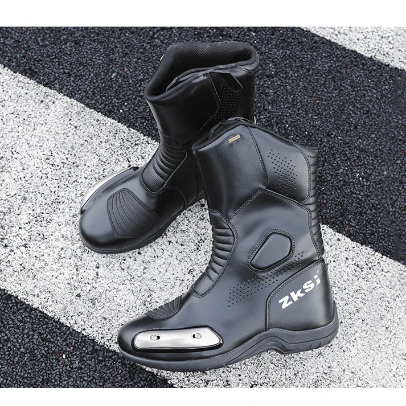 Motorcycle Shoes Full Leather Motocross Boots with Shifter Guard Cafe Boots Enduro Boots for Touring&hiking Moto Protection Gear - Image 6