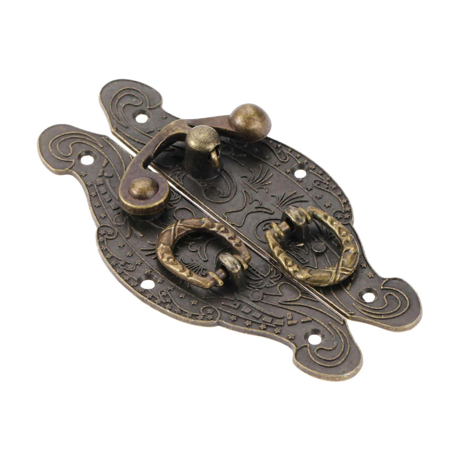 Antique Brass Wooden Case Hasp Vintage Decorative Jewelry Gift Box Suitcase Hasp Latch Hook Furniture Buckle Clasp Lock 90*50mm