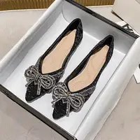 2023 Spring and Autumn New Fashion Bow Pointed Flat Bottom Bean Shoes Korean Versatile Casual Women's Shoes 2