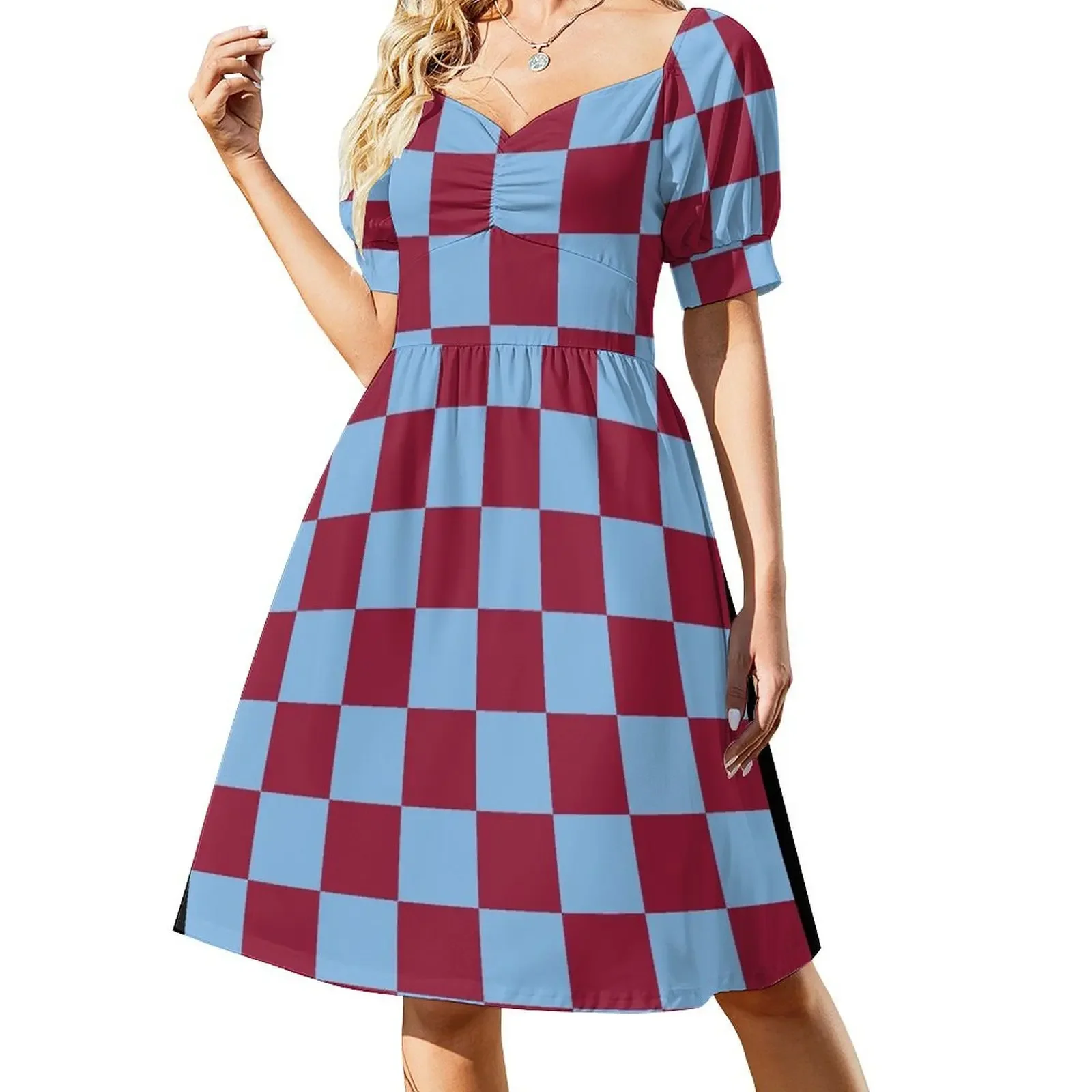 thumbnail image 1 of Vestido sin mangas a cuadros azul y burdeos, vestidos de verano, vestidos de fiesta de noche, elegantes vestidos de fiesta de celebridades de lujo, vestidos de mujer., 1 of 7