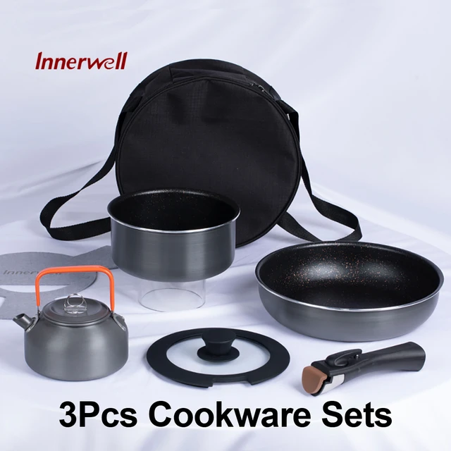 Japanese Style Detachable Handle Easy Storage Non Stick Pot Set Flat Bottom  Frying Milk Pan Three Piece Set Cookware Set - Cookware Sets - AliExpress