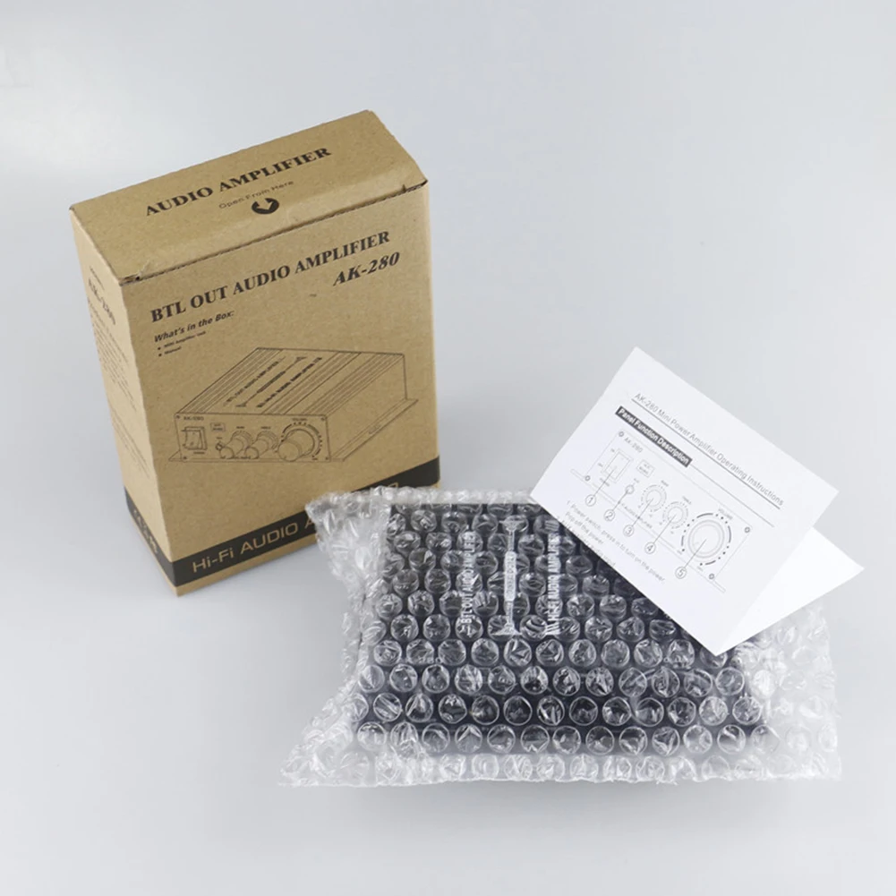 AK-280 Digital Amplifier 12V 40W+40W HIFI Digital Stereo Audio Amplifier 2 Channel Home Theater Support Treble Bass AUX input