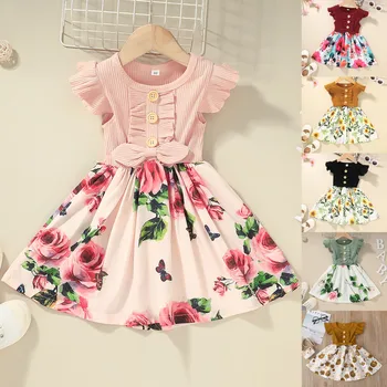 Baby Princess Party Dresses for Girls Flower Elegant Ruffle Sleeve Children Wedding Birthday Evening Gown Toddler Kids Clothes 1