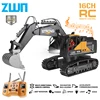 ZWN 16CH Remote Control  With LED Lights Music Professional RC Model Excavator Alloy Simulation Construction Vehicle Toys Gifts 1