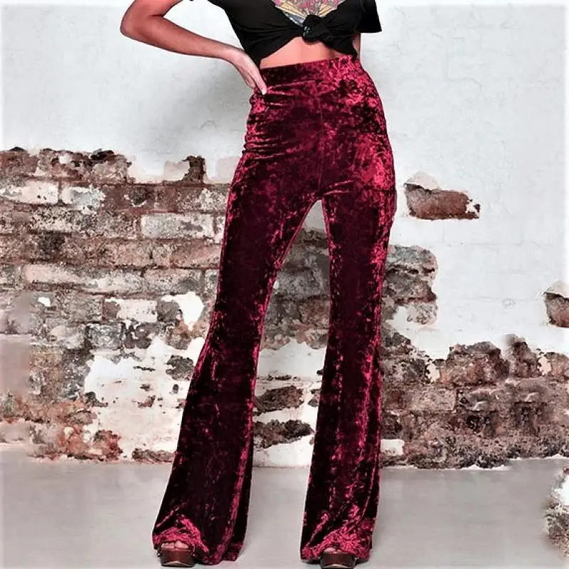 

New style trousers with high waist, golden velvet casual wide leg pants 2023 women's pants are fashionable and versatile