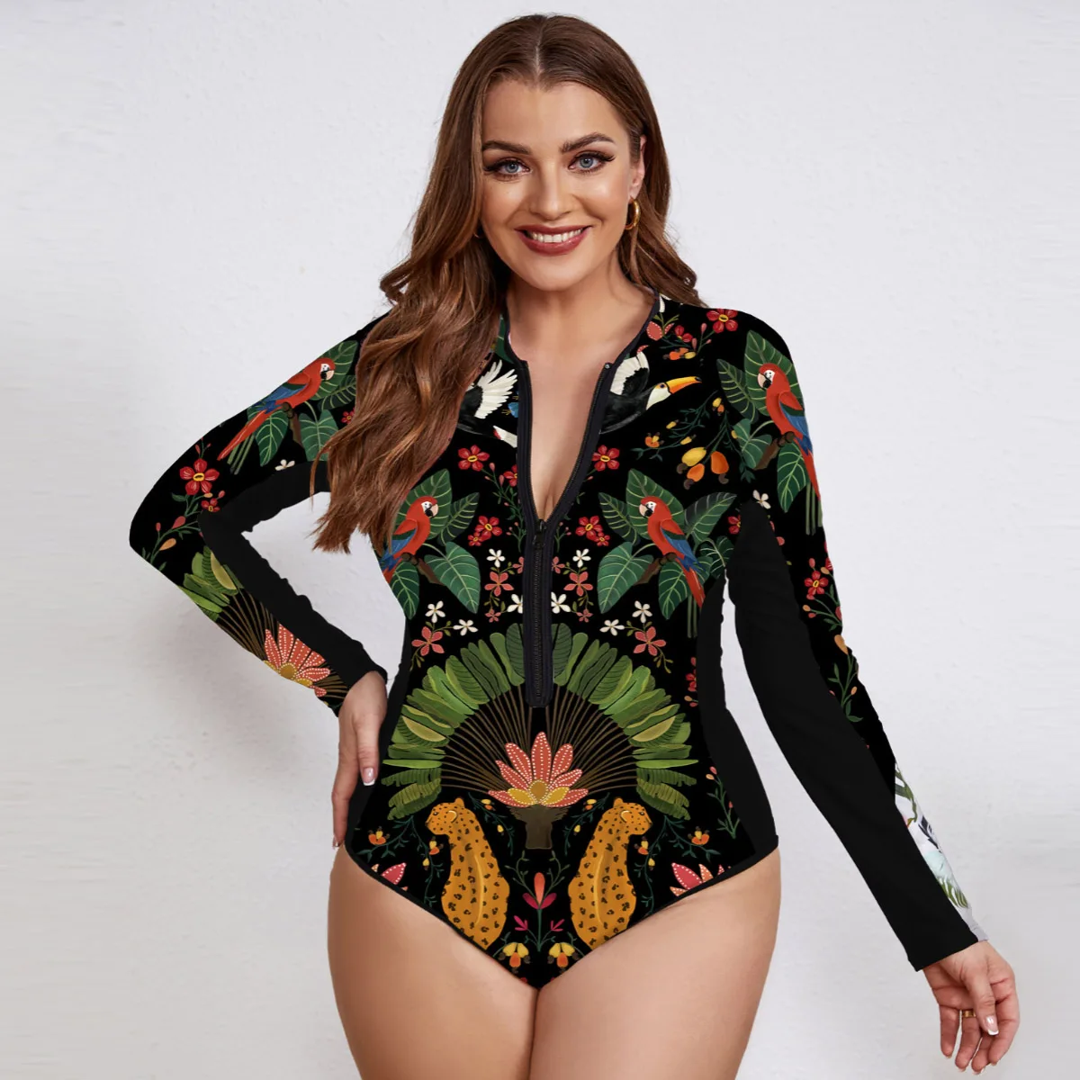 SEAURAL Long Sleeve Print Floral One Piece Swimsuit for Women
