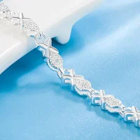 Bracelets nobles en argent sterling 925 de haute qualité, chaîne pour femmes, accessoires de fête de mariage, bijoux 20cm 8 pouces, cadeaux d'anniversaire 1