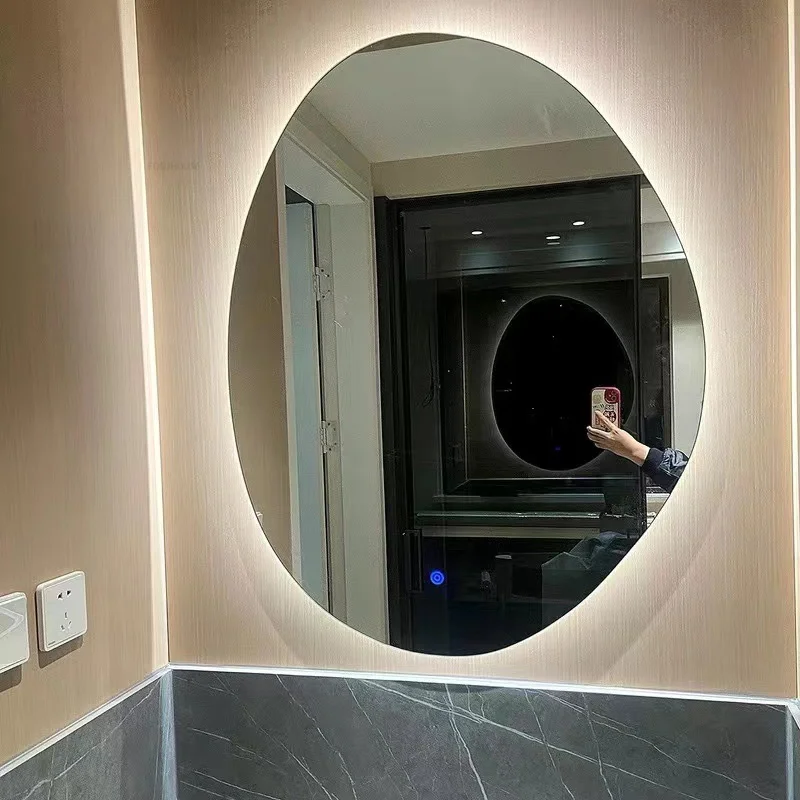 Description Picture 2 of itemMinimalist Intelligent Bath Mirrors Home Bedroom Makeup Mirrors Wall-mounted Touch Screen Irregular Bathroom Mirror with Light