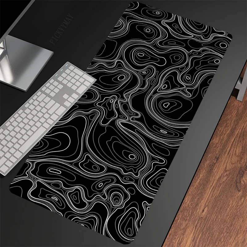 Mouse Pads Gaming Mousepad Gamer Tapete do Rato Tapetes de Teclado Mesa Mousepads Xxl 90x40cm para Computador Preto e Branco - Imagem 4