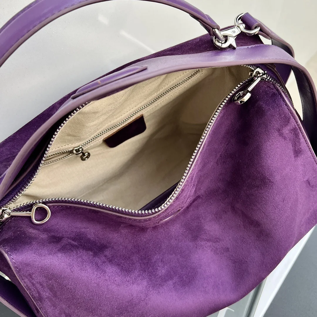 New Large Lavender Purple Smooth Velvet Wide Strap Women