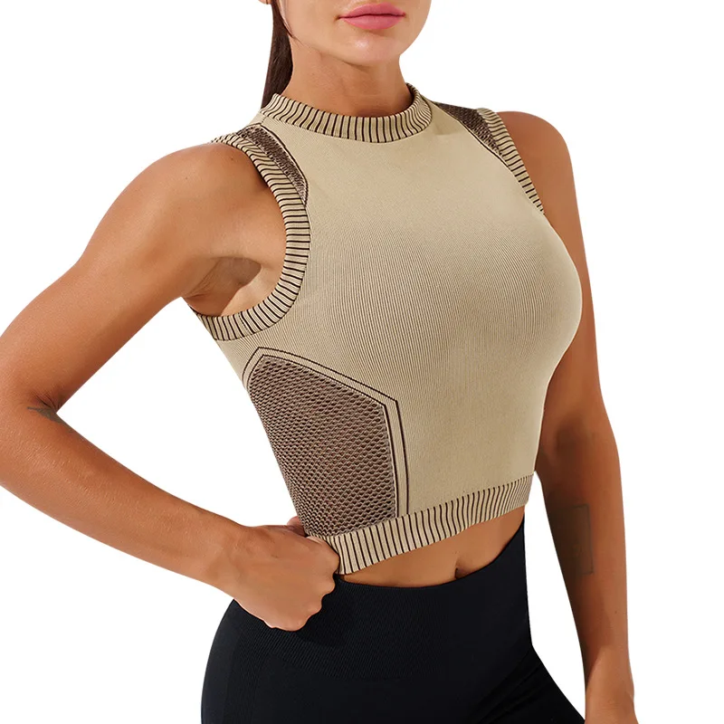 Shockproof Sports Crop Top Women Fitness Yoga Tank Tops Female Gym Vest Running Pilates Underwear Workout Bralette Active Wear