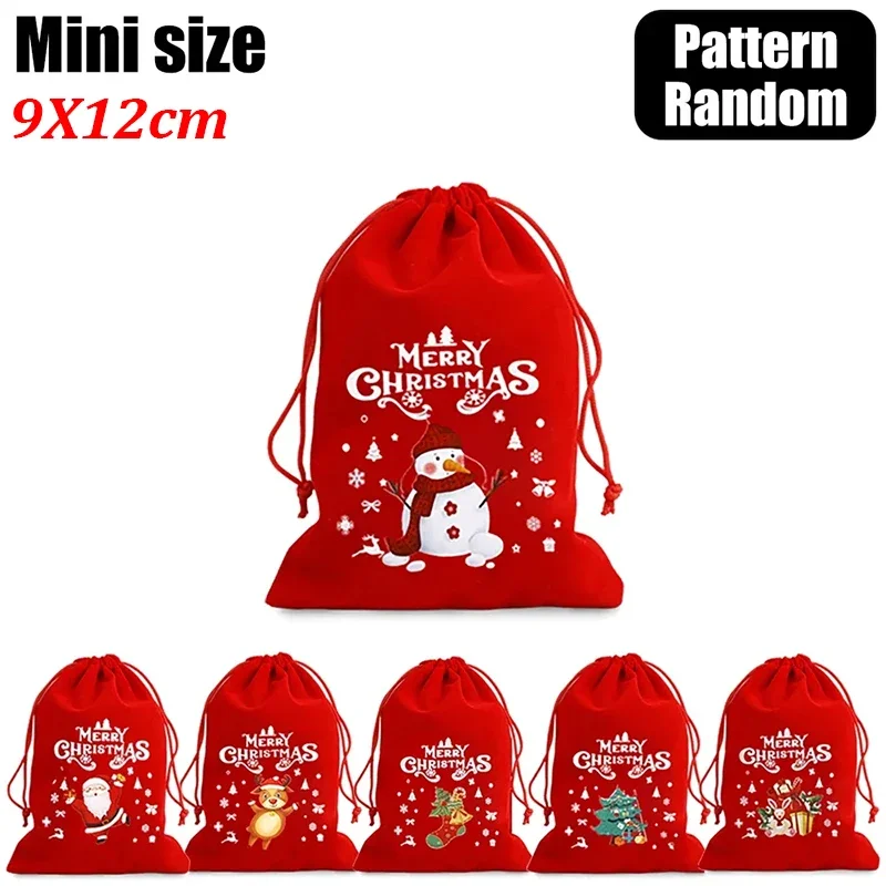 thumbnail image 1 of Bolsas de terciopelo rojo para Navidad 2024, bolsa con cordón para regalo de dulces, refrigerios, fiestas de Navidad y Año Nuevo, bolsas de almacenamiento para embalaje de joyas y pulseras, 1 of 5