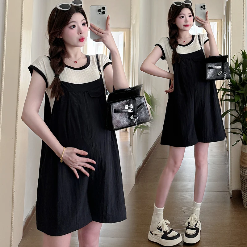 D74376# Maternity 2 Pcs Clothing Set Thin Short Sleeve Loose Suits Women Summer Casual Round Collar 2 Pcs Clothing