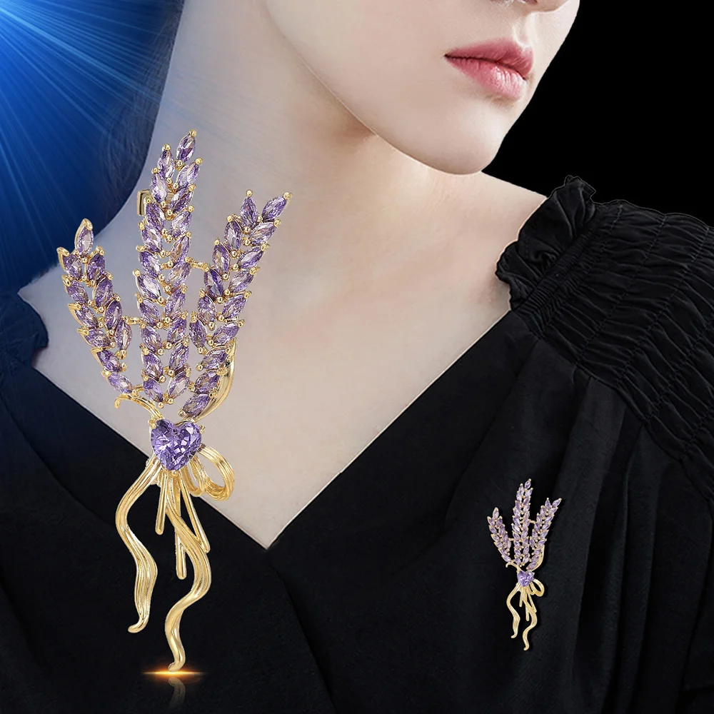 

New Trendy Tassel Wheat Ear Brooches Unisex Rhinestone Plant Dress Suit Pins Accessories Office Party Jewelry Gifts