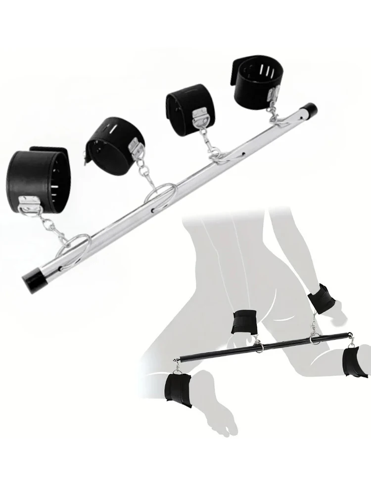 BDSM Spreader Bar Handcuffs Bondage Gear Open Leg Ankle Cuffs SM Slave Neck Collar Restraint Sex Toy Set Adult Couple Sex Games