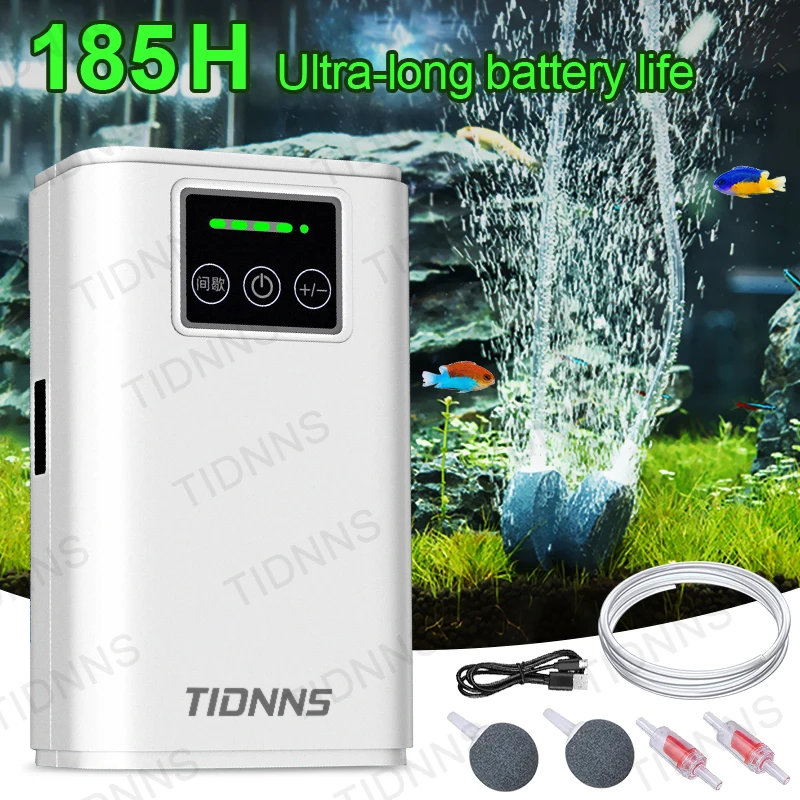 Aquarium Fish Tank Oxygen Pump Charging Dual-Purpose Air Pump Usb Lithium Battery Household Portable Fishing Mute 6000mA Outdoor 1