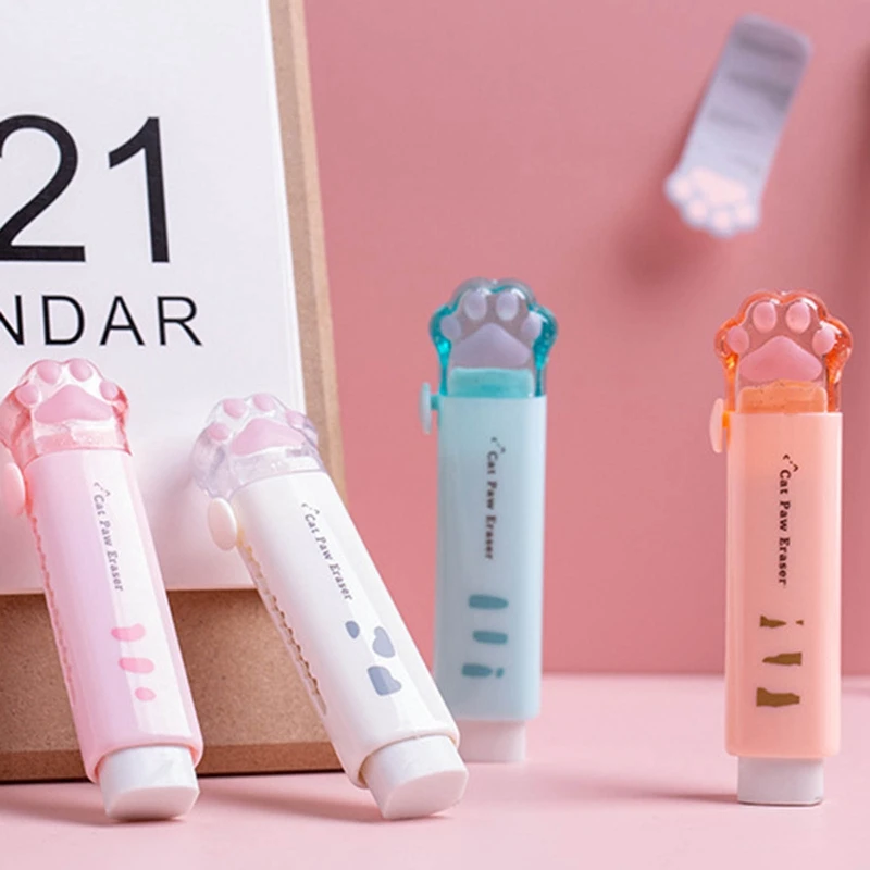 귀여운 푸시풀 디자인 고양이 발, 휴대용 고무 지우개, 귀여운 지우개, 어린이 학교 사무 용품, 선물 문구 상품