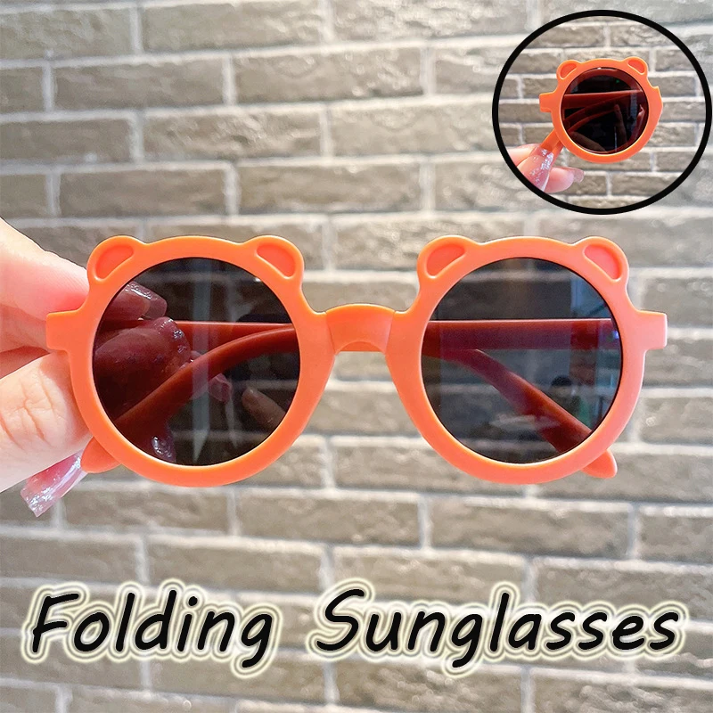 

Fashion Lovely Bear Round Frame Sunglasses Kids Ultralight Outdoor UV400 Travel Glasses Shades Children Cute Cartoon Eyewear