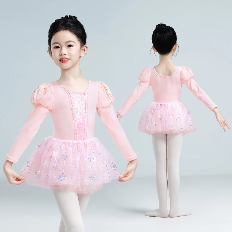 Body Danza Con Paillettes E Gonna In Tulle Per Bambina - Leotard Per Balletto, Pattinaggio, Ballo Latino - Foto 4